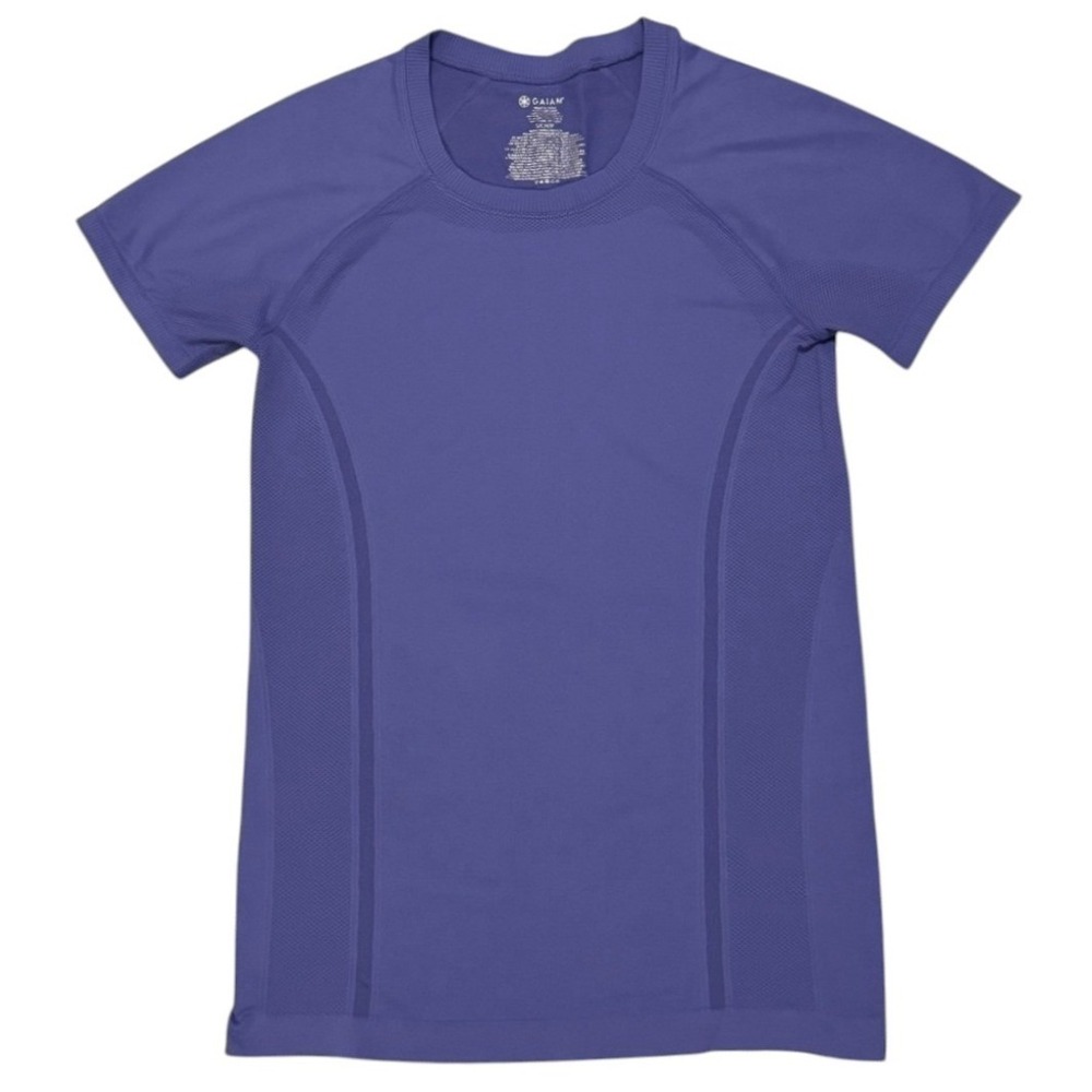 Gaiam Workout Top Womens Small‎ Purple Short Sleeve Mesh Seamless Athletic Shirt
